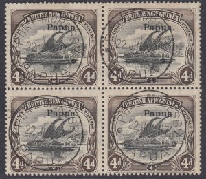 SG 42 Papua (British New Guinea) 1906. 4d black & sepia block of 4. Very fine...