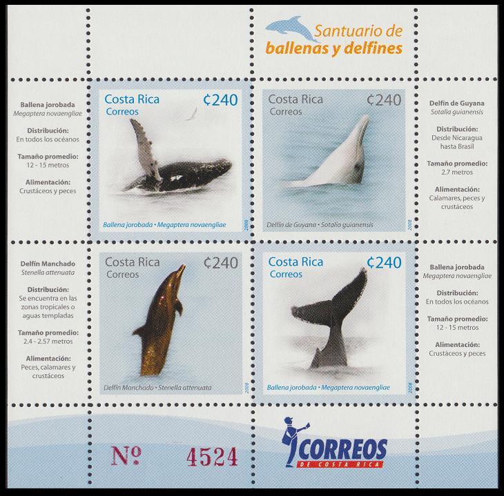 Costa Rica Whales and Dolphins sanctuary MS SG#1870-1873 MI#1791-1794