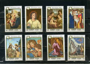 AJMAN 1969 CHRISTMAS PAINTINGS SET OF 8 STAMPS PERF. MNH