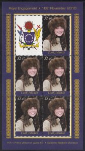 Cook Islands 2011 MNH Sc #1355 $2.40 Catherine Middleton Sheet of 5