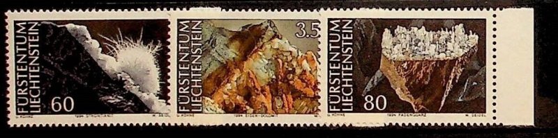 LIECHTENSTEIN Sc 1033-35 NH ISSUE OF 1994 - MINERALS