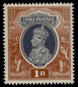 INDIA GVI SG259, 1r grey & red-brown, LH MINT.