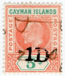 (I.B) Cayman Islands Revenue : Duty Stamp 1d on 5/- OP