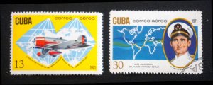 Cuba Sc# C247-C248  HISTORY OF AVIATION flight CPL SET of 2 1971  used / cto