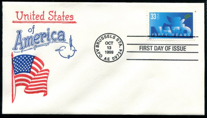 3354 US 33c NATO FDC,  Artopages cachet