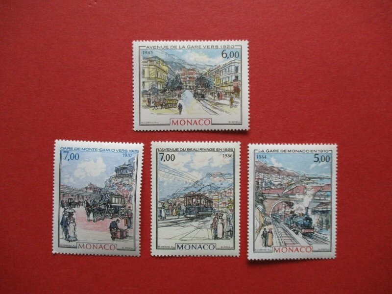 SG1702, 1764, 1802, 1852 Monaco 1984-87 Tram Railroad Train Railway Interest MNH