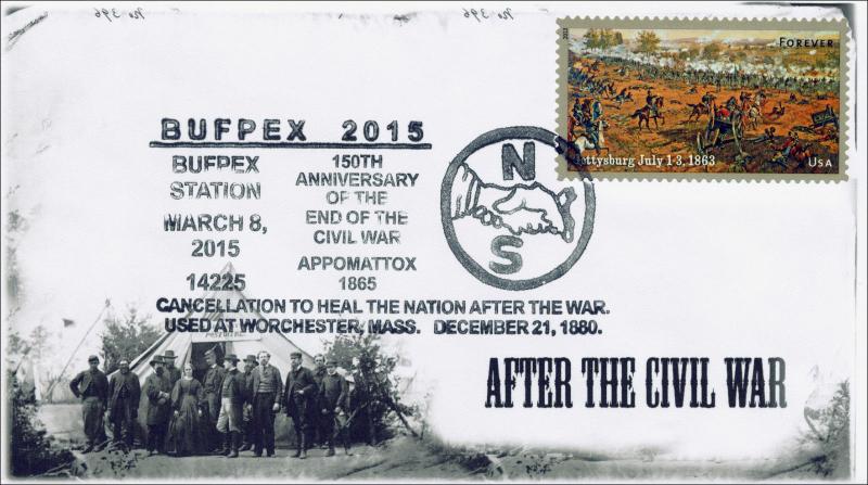 15-079, 2015, Bufpex 2015, Civil War, Pictorial Postmark, April 9, 