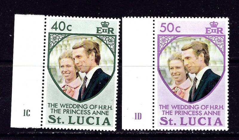 St Lucia 349-50 MNH 1973 Princess Anne Wedding