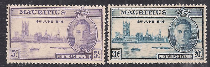 Mauritius 1946 KGV1 Set of Victory Umm SG 264 – 265 ( D241 )