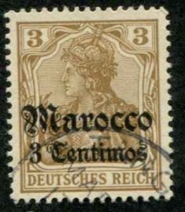 German Offices Morocco SC# 20 o/p'd 3 Centiens on Germany 3pf used