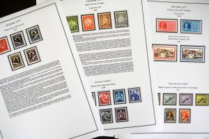 COLOR PRINTED VATICAN CITY [CLASS.] 1929-1940 STAMP ALBUM PAGES (20 ill. pages)