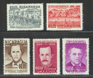 Nicaragua Scott 773-77 Unused VLHOG - 1956 National War Issue - SCV $1.80