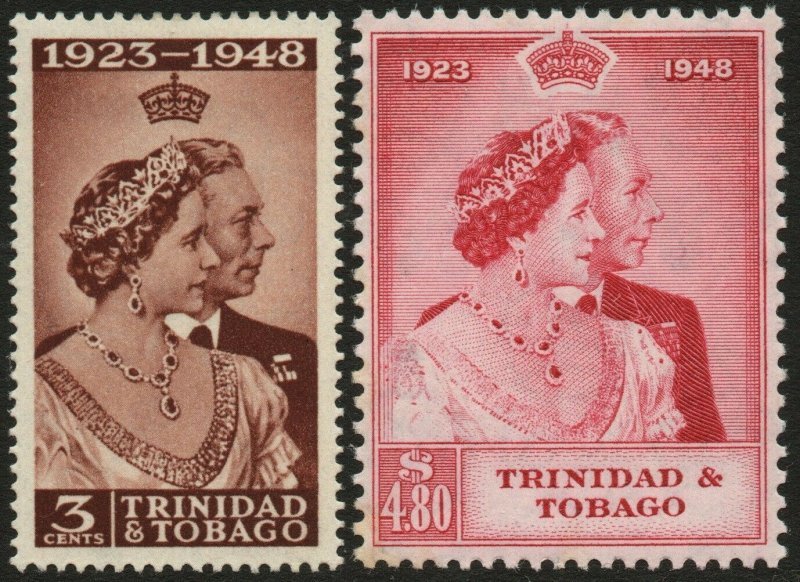 TRINIDAD & TOBAGO-1948 Royal Silver Wedding Set Sg 259-260 L MOUNTED MINT V48606