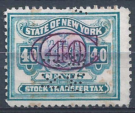 State of New York Stock Transfer Tax 40 Cents Used