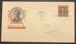 SAMUEL LONGHORNE CLEMENS #863 FEB 13 1940 HANNIBAL MO FIRST DAY COVER (FDC) BX5