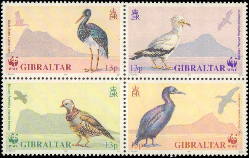 1991 Gibraltar #594a, Complete Set, Block of 4, Never Hinged