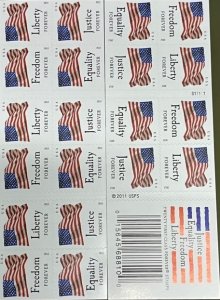 USPS Forever Stamps Four Flags Booklet of 20 Stamps  total 100 pcs