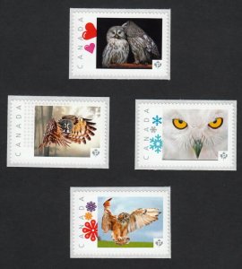 OWLS = Set of 4 Picture Postage Personalized Stamps Canada 2015 p15-041ow4