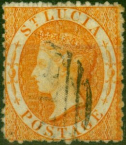 St Lucia 1864 (1s) Pale Orange SG14c Fine Used