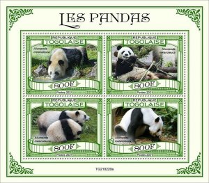 Togo 2021 MNH Wild Animals Stamps Giant Pandas Panda Bears Fauna 4v M/S