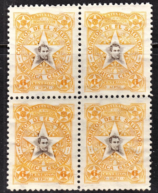 El Salvador Scott 395 wtmk 172 F+ mint OG NH block of 4.