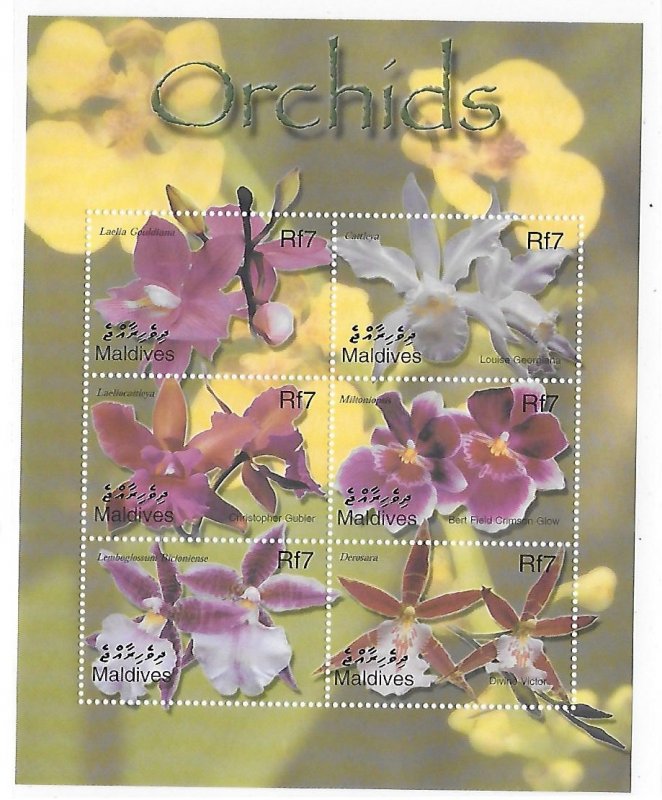 Maldives Maldive islands 2002 Orchids Flowers Sheet Sc 2645 MNH C3