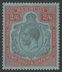 BERMUDA 1924 KGV 2/6 grey-black & pale orange-vermilion on grey-blue Certificate