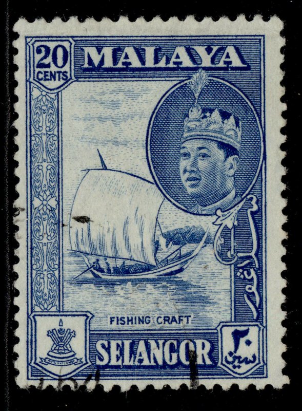 MALAYSIA - Selangor QEII SG135, 20c blue, FINE USED.