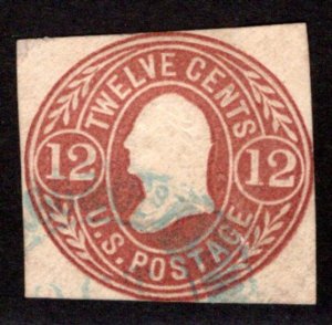 Scott U69, 18c, red brown, Cut Square Envelope, Used, 1865, USA BOB