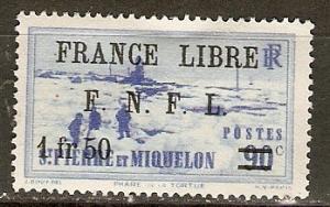 St Pierre & Miquelon 252 Y&T 277 MLH VF 1942 SCV $17.50