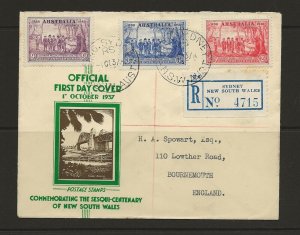 Australia 1937 Foundation of New South wales FDC 