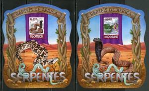 MOZAMBIQUE REPTILES OF AFRICA SNAKES SET OF FOUR DELUXE  S/Ss MINT NH