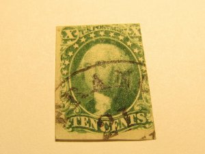 US Stamps, Scott # 14 used Type II, Black San Francisco Cancel, w/Certificate,