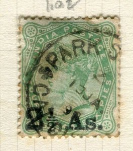 INDIA; 1891 early QV issue fine used Shade of 2.5a. value
