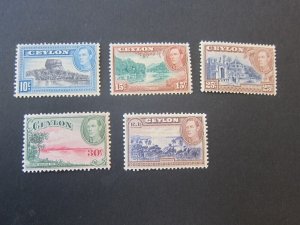 Ceylon 1938 KGVI SG 289a,390a,392a,393b,395a MH