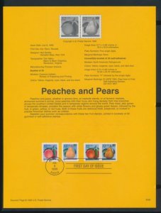 USPS 1995 SOUVENIR PAGE 32c PEACHES & PEARS #2487-2488