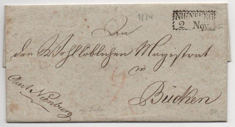 Stampless Cover Germany Nienburg 1824 Document Postal History