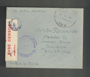 1944 England Polish SOldier Mail Rare Censored Cover to Palestine