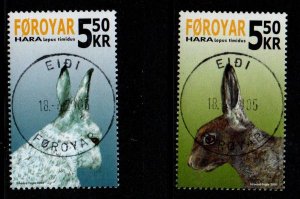Faroe Islands Sc 454-55 2005 Tundra Hare stamp set used