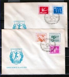 German Dem. Rep. Scott cat. B44-48. Sports Festival issue. 2 First day covers.