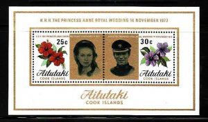 AITUTAKI COOK ISLANDS - 1973 PRINCESS ANNE ROYAL WEDDING MNH # 78a