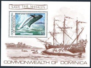 Dominica 795 sheet, MNH. Michel 809 Bl.81. Save the Whales, 1983. Pygmy sperm.