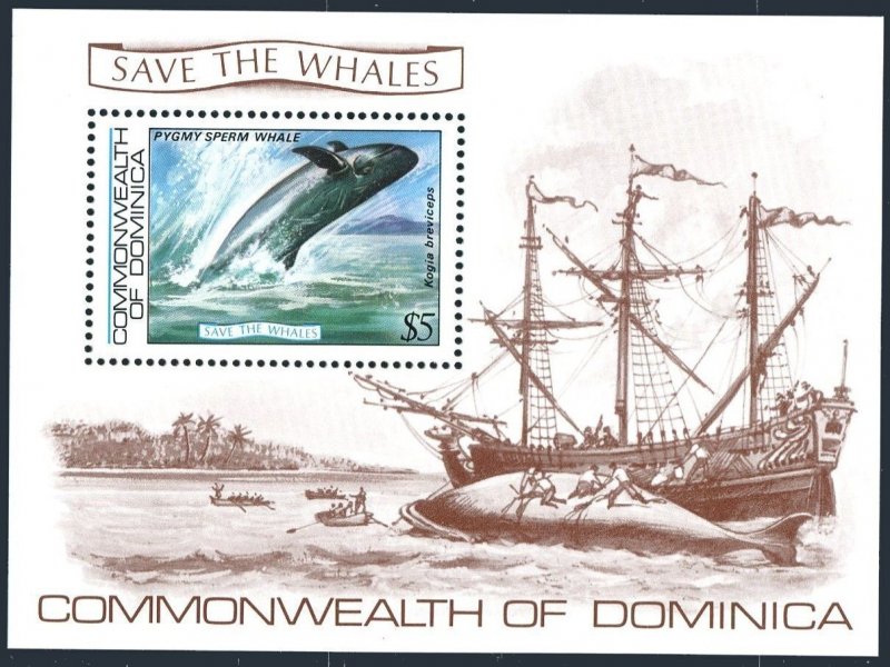 Dominica 795 sheet, MNH. Michel 809 Bl.81. Save the Whales, 1983. Pygmy sperm.