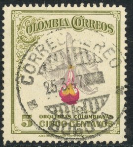 COLOMBIA 1947 5c ORCHIDS Issue Sc 548 VFU