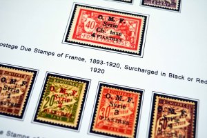 COLOR PRINTED FRENCH SYRIA 1916-1946 STAMP ALBUM PAGES (56 illustrated pages)