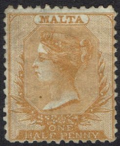 MALTA 1863 QV ½D BUFF BROWN WMK CROWN CC PERF 12½ PART GUM