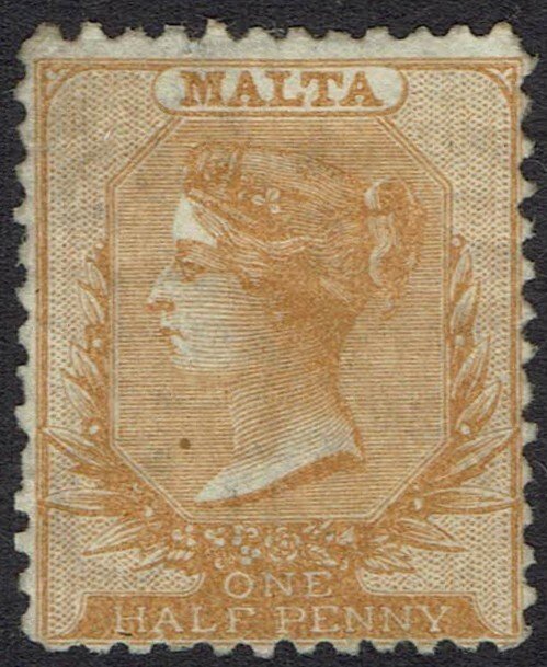 MALTA 1863 QV ½D BUFF BROWN WMK CROWN CC PERF 12½ PART GUM