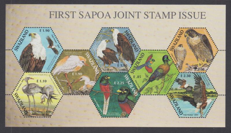 Swaziland Sc 735 MNH. 2004 Birds, mini-sheet of 8