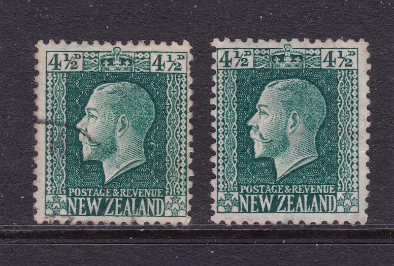 New Zealand x 2 KGV 4.5d different perfs used