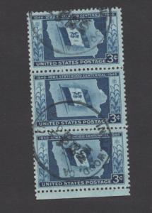 Scott #  942 used  Strip of 3